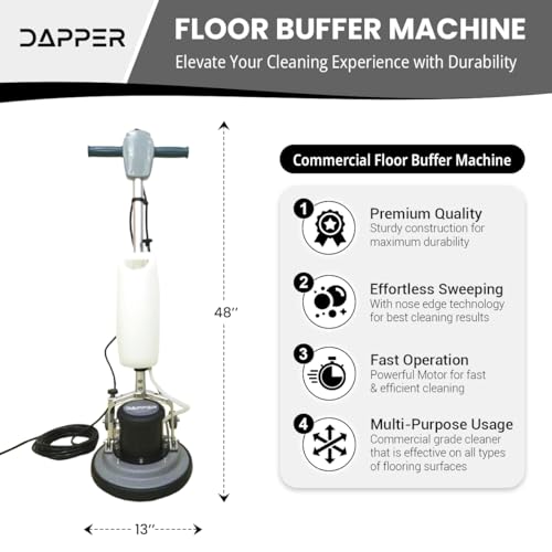 13" Heavy-duty Multi-Functional Floor Buffer Polisher Machine - Clean, Buff, Scrubb and Polish with Ease! Ideal for Carpets Too! Includes Optional Solution Tank, 2 Brushes and 3 Scouring Pads - size: 13" Non-Weighted