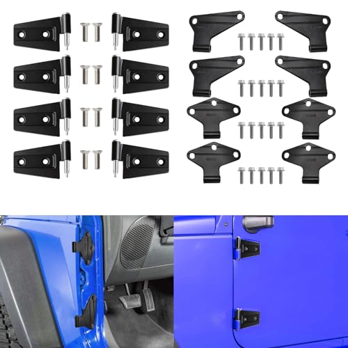 16PCS Body Door Hinge Sets Compatible with 2007-2018 Wrangl-er JK JKU Unlimited Inside & Outside Door Hinges - size: 4 Door Outside and Interior Hinges