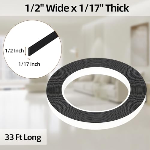 1/2 Inch Wide 1/17 Inch Thick Weather Stripping Door Seal,Window Sealing Tape,Foam Insulation Tape,Single-Sided Self-Adhesive Foam Strips,33 Feet Long Black - color: Black, size: 1/2 IN x 1/17 IN x 33FT
