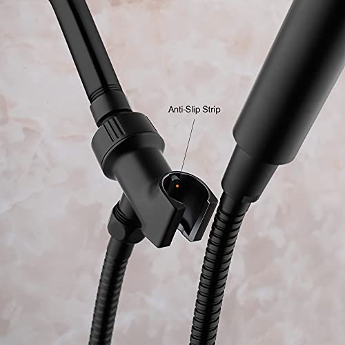 Universal Black Shower Head Holder, Adjustable Arm Mount Bracket with Brass Swivel Ball - Matte Black - color: Matte Black