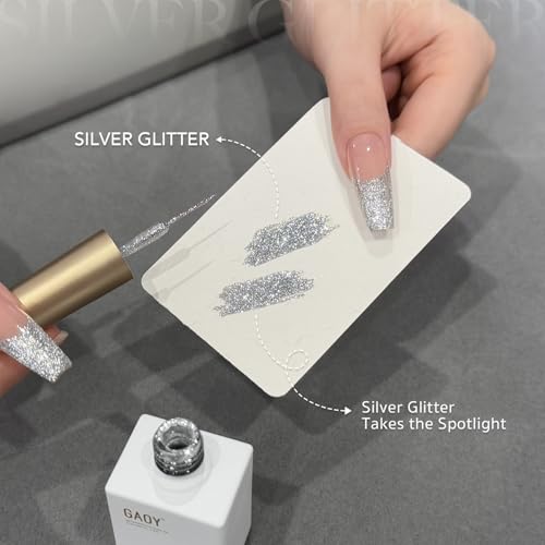 GAOY Silver Glitter Swirl Gel Nail Polish Art Liner, 12ml Sparkly Color - color: Silver Glitter
