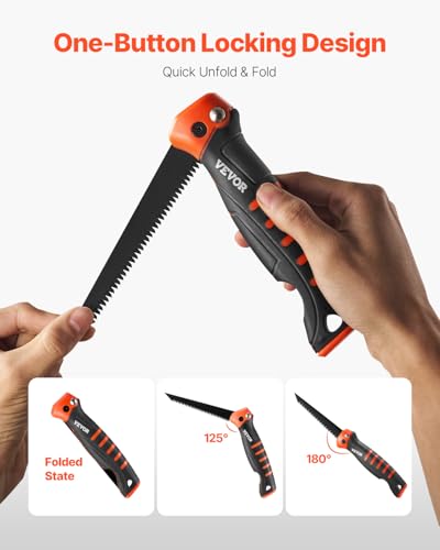 VEVOR Folding Jab Saw, 5 in Foldable Keyhole Saw with Soft Grip Handle, Folding Drywall Hacksaw with Triple Ground Teeth and Sharp Tip, for Drywall, Wood, PVC Pipes, Thin Sheets, Wall Panels - size: 5 inch