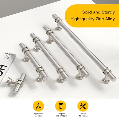 Rergy 10 Pack 3 Inch Hole Center Brushed Nickel Cabinet Pulls Kitchen Pulls - color: Brushed Nickel, size: 3in Hole Center(76mm)