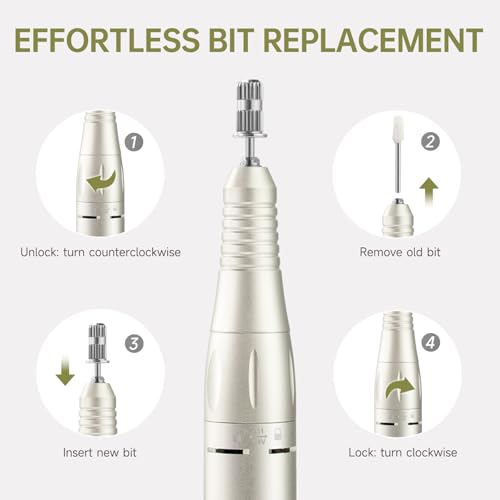 Professional Nail Drill, 45000RPM Rechargeable Electric Nail File - color: Elegant White