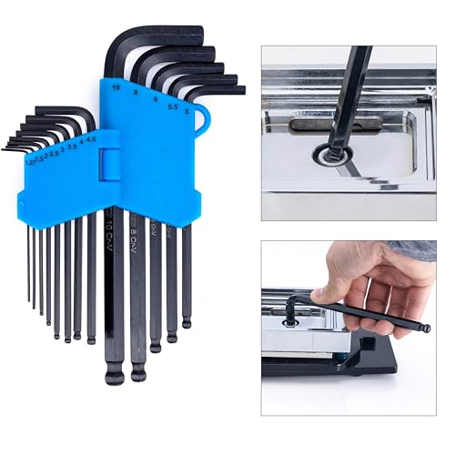 NEIKO 01100A Metric Allen Wrench Set, 13 Piece Ball End Hex Key Set, Long Allen Keys 1.27mm to 10mm Hex Wrench Set for Bike Bicycle Repair, Black Oxide Chrome Vanadium, Hanging Storage Case - size: Metric - 13pc