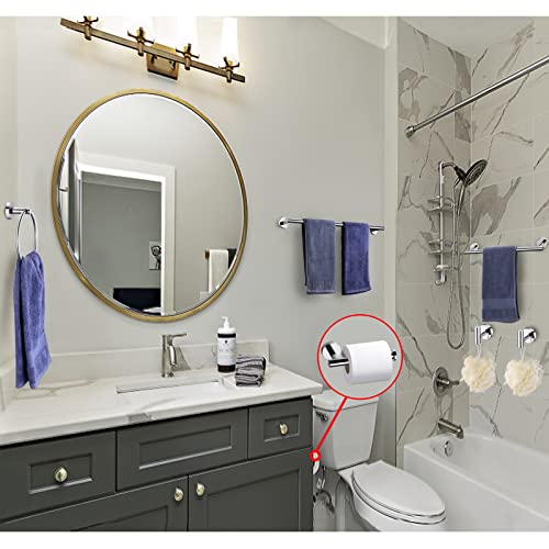 6 Pieces Polished Chrome Bathroom Hardware Accessories Set Hand Towel Ring 16&23.6 inch Round Towel Bar Toilet Paper Holder Towel Hooks 2 Pieces SUS 304 Stainless Steel,Heavy Duty,Wall Mounted - color: Polished Chrome, size: 6 piece 24"