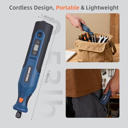 Cordless Rotary Tool Kit: 12-Speed 25000RPM Mini Rotary Tool with 179 Accessories, 7.4V Rechargeable Engraving Tool for 3D Printed Finishing, Sanding, Cutting, Drilling, Polishing, DIY Crafts