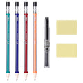 M&G Mechanical Pencil Set, 4 Pcs 2.0mm Mechanical Pencils with 6 Pcs 2B Extra Refill Leads, Automatic Pencil with Built-in Sharpener for Writing Art Drawing Sketching Construction Carpenter Drafting