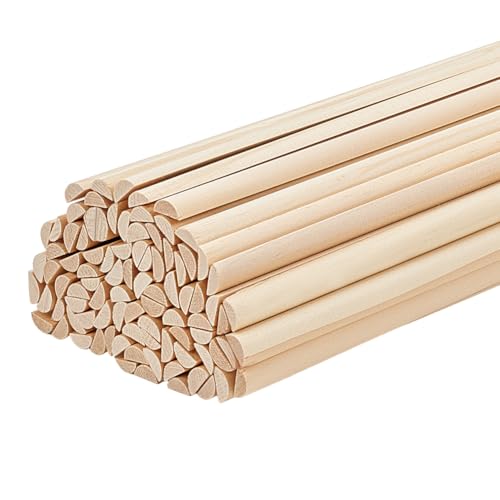 OLYCRAFT 100Pcs 11.9x0.3 Inch Half Round Wood dowels 3.5mm Wooden Dowel Rods Unfinished Wood Craft Sticks Half Round Craft Sticks Arch Wooden Dowel Rods for Braiding Tapestry DIY Crafts Building Model - size: 11.9 Inch