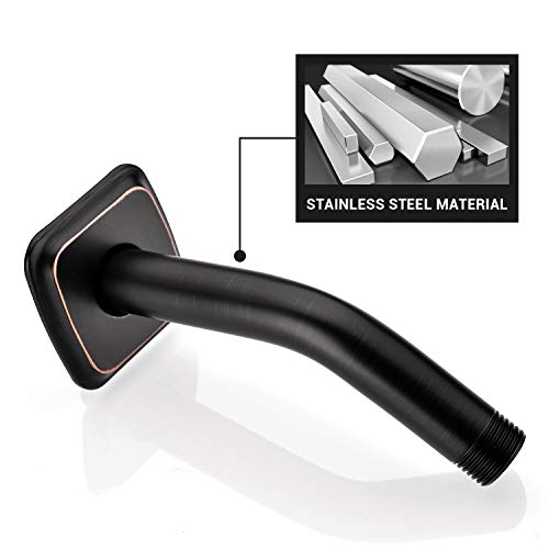 Angled Shower Arm with Flange, 6-Inch Stainless Steel Replacement Extension Tube for Top Shower Head, Wall Mounted, Oil Rubbed Bronze - color: Oil Rubbed Bronze