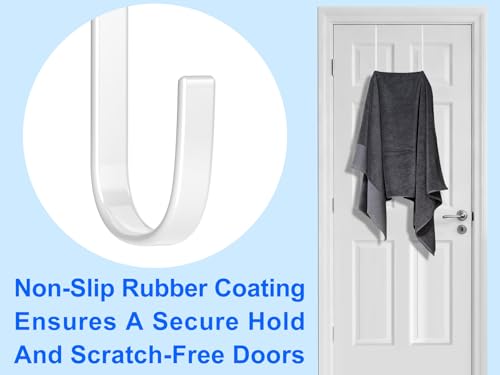 Single Long Over Door Steel Hooks 4 Pack Fit 1-3/8" Door 10" White - size: 10"Length
