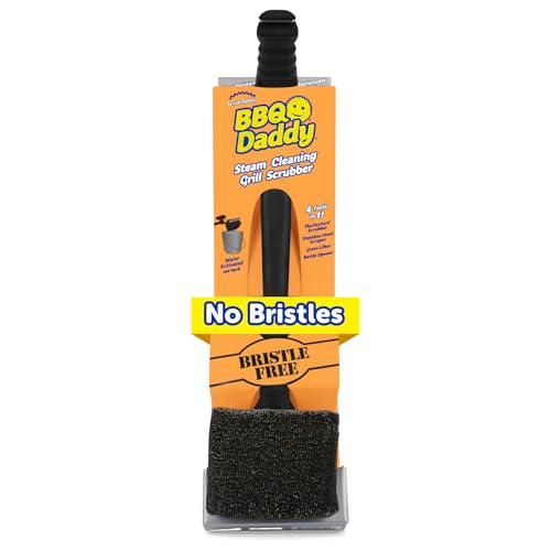 Scrub Daddy BBQ Daddy Grill Brush for Outdoor Grill - Bristle Free Grill Brush with Steel Grill Scraper + Scrub Brush - Temperature Controlled Scrubbing Power for Grill Cleaning (1 Count) - style: BBQ Daddy