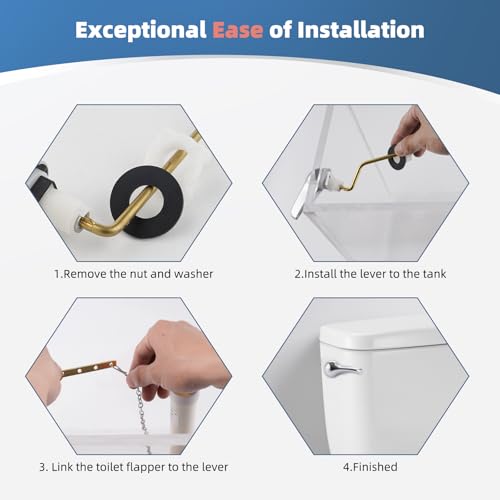 iFealClear Universal Metal Toilet Tank Flush Lever Replacement, Side Mount Toilet Handle, Toilet Trip Lever Fits Most Angle Mount Toilets, Stainless Steel Chain, Chrome - color: Chrome, style: Side Mount Design