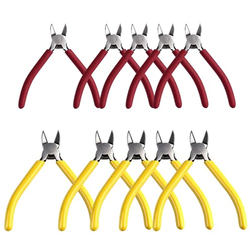 5 Pcs 5" & 5 Pcs 6" Precision Wire Cutters Spring Loaded Flush Cutters Sharp Side Cutter Clippers Diagonal Cutting Pliers for Jewelry Making, Crafts, Electronics, Zip Ties
