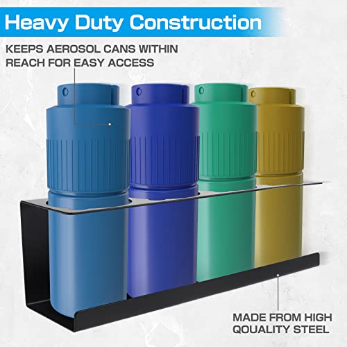 RealPlus Aerosol Spray Can Holder Rack Organizer, 4 Can Spray Bottle Holder Heavy-Duty Steel Wall Mounted for Garage and Workspace, Pack of 4 - color: 4-Can
