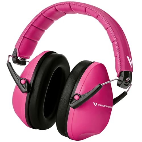 Kids Noise Canceling Headphones - 33 dB (2K Hz) - Ear Protection Earmuffs | Vanderfields' earmuffs protect child's hearing with certified noise-cancellation, soft ear cushions, and adjustable headband - color: Pink