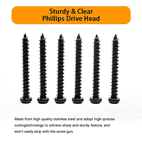 450 pcs M3 M4 M5 Black Wood Screws Assortment Kit,High Hardness Carbon Steel Self-Tapping Screws,Phillips Drive Pan Round Head Screws Set Kit,Black Oxide,Full Thread - size: M3/M4/M5, style: Round Head (Carbon Steel)