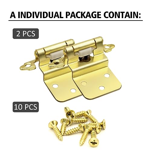 6 Pack (3 Pairs) 3/8" Inset Self Closing Cabinet Hinges Brass Gold - color: Brass Gold, size: 6 Pack (3 Pairs)