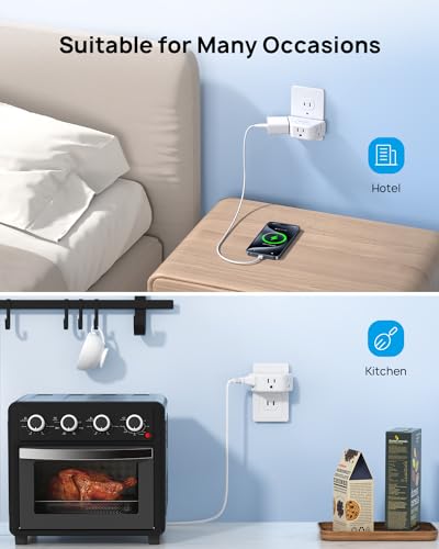 TROND 2 Prong to 3 Prong Outlet Adapter for Old House - color: White, size: 3AC-2 Prong Plug, 1 Pack