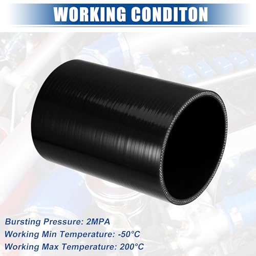 uxcell 3.75" ID 6" Length 4-Ply Reinforced High Temp Straight Coupler Silicone Reducer Hose Black for Car Intercooler Intake Piping - size: 3.75" ID