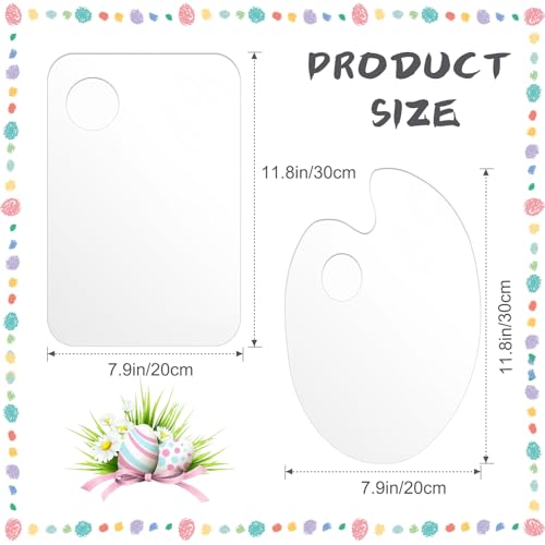 Hulameda 2Pcs Acrylic Clear Paint Palette with Thumb Hole,11.8 x 7.9In - color: Clear-2pcs-11.8*7.9inch