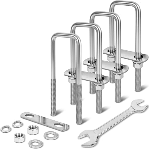 4 Sets M12 Square U Bolts 2 Inch Wide, 1/2" x 2-1/16" W x 6-1/2"L - size: M12 x 2-1/16"W x 6-1/2"L