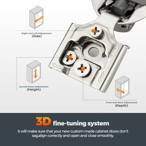 Satin Nickel Cabinet Hinges, 1/2 Inch Overlay, 10 Pack(5 Pairs) | Stainless Steel Build, Soft Close Concealed Hinge, 3D Self-Closing Adjustment, Face Frame Door Fit, Kitchen Cabinets - size: 1/2 inch overlay