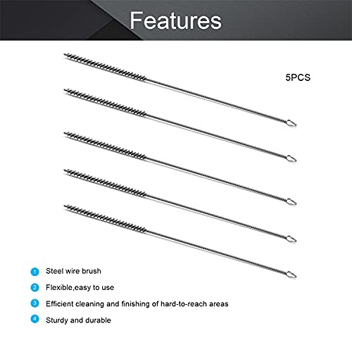 Utoolmart Steel Wire Cleaning Brush, Spiral Power Tube Brush, Steel Wire Tube Brush Cleaning Tool, Tube Bottle Brush, 0.2-inch Diameter 12-inch Length, 5pcs - color: 5pcs, size: 0.6cm