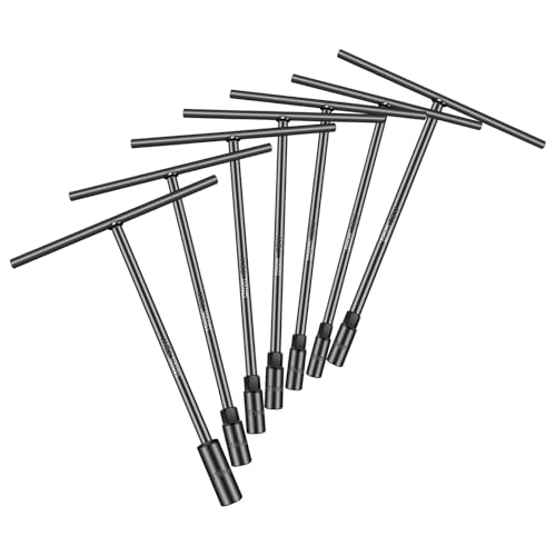 T-Handle Socket Wrench Set, 7PCS Metric Handle Wrenches - 6, 8, 10, 11, 12, 13, 14mm, 6-Point Hex Socket Lug Wrench for Motorcycle Car Bicycle Repair, Chrome Vanadium Steel - size: 7Pack