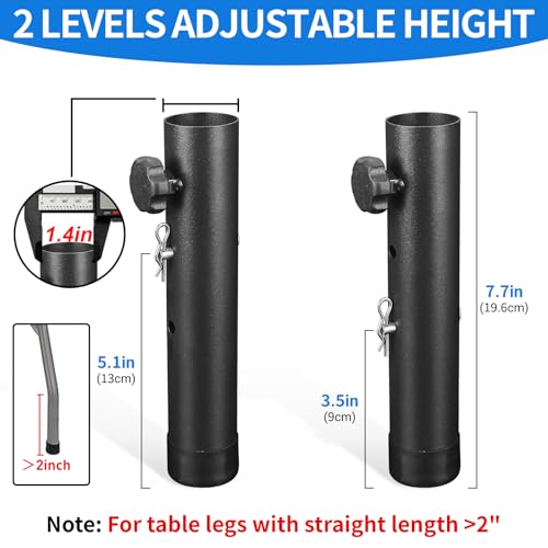 VinBee Folding Table Risers,Folding Table Leg Extenders,2-Levels Height Adjustable Risers for DIY & Office,Dining,Standing Desk 4 Pack (7.7 inch)-Legs for Furniture - size: 7.7 inch (2 LEVELS)