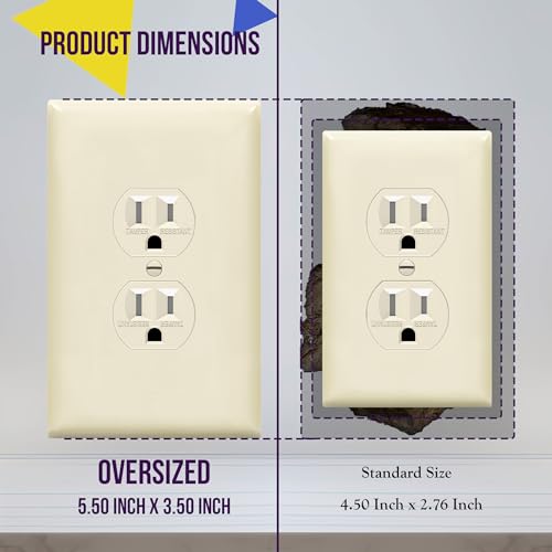 ENERLITES Oversized Duplex Outlet Covers, Jumbo Wall Plate, Light Almond - color: Light Almond, size: Over-Size