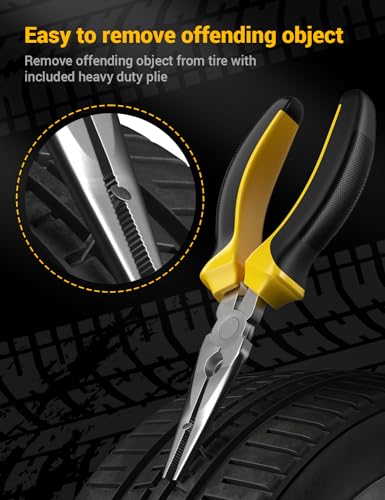 AUTOWN Flat Tire Repair Kit with Air Compressor, Professional Tire Plug Kit