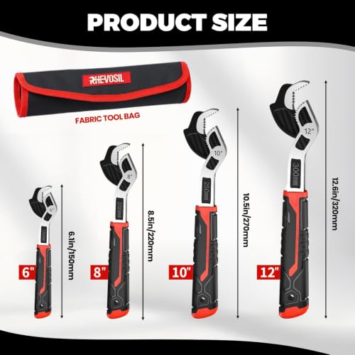 4 Pack Self Adjusting Pipe Wrench Set, 6" 8" 10" 12" Plumbers Wrench - color: 6”+8”+10”+12”
