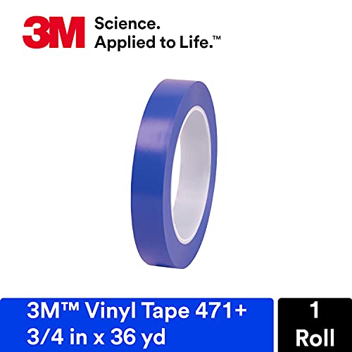 3M Vinyl Tape 471+, Indigo, 3/4 in x 36 yd, 5.3 mil, 1 Roll - size: 3/4 in x 36 yd