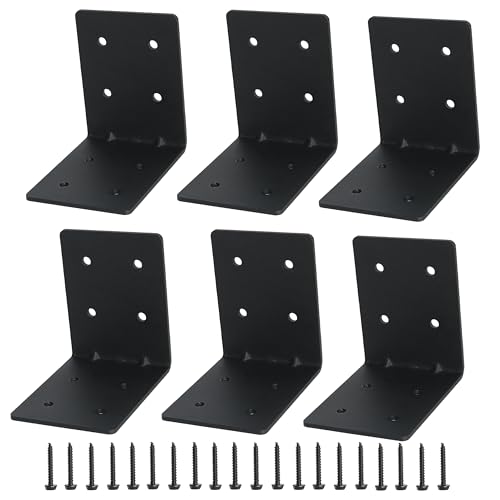 6-Pack 4"x4"x3-1/8 Heavy Duty Steel Corner Bracket, L Right Angle Bracket - size: 4" x 4" x 3-1/8“