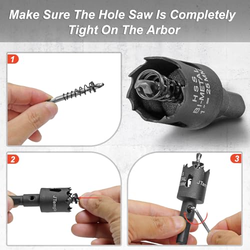 1 Inch Hole Saw with 9.1mm Triangle Shank Arbor, JTemgle Bi-Metal Hole Saw Heavy Duty Hole Cutting Tool for Cornhole Boards, Recessed Lights, Wood, Plastic, Drywall & Soft Metal - size: 1 in