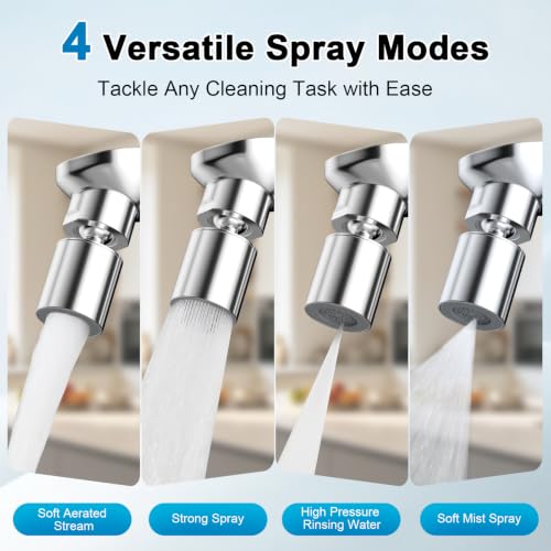 Hibbent NSF/ANSI/CAN 372 Certified 4 Modes Faucet Aerator, Chrome - color: Chrome, style: Upgraded Four Modes Faucet Aerator