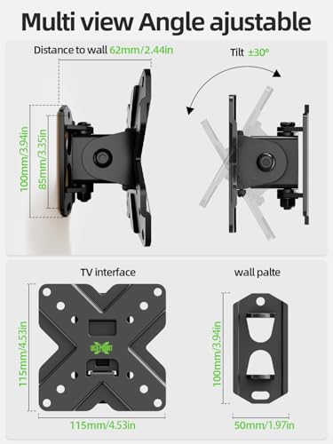 USX MOUNT Small TV Wall Mount Monitor Bracket | RV TV Mount | with Swivel and Tilt VESA Wall Mount for 10-26 27 32 inch LED OLED TVs and Monitors - VESA Size Up to 100x100mm and 22lb Capacity-XMS002 - size: 13-26 inch