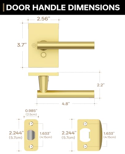 Amerdeco 10 Pack Brushed Gold Privacy Interior Door Handles - color: Brushed Gold