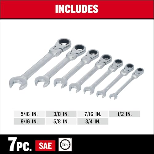 CRAFTSMAN 7-Piece SAE Flex Reversible 72-tooth Ratchet Set, Chrome Finish (CMMT87010)