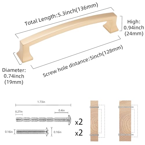 COTYKILEY 10 Pack 5 Inch(128mm) Champagne Bronze Cabinet Handles Gold Kitchen Cabinet Pulls Cabinet Door Handles Kitchen Cabinet Hardware Cupboard Drawer Pulls Dresser Handles - color: Champagne Bronze, size: 5" Hole Center（128MM）