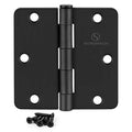 Door Hinges 3 1/2 Inch Matte Black 3.5 Inch Interior Hinges 1/4" Radius Iron Hinge 3 ½"x 3 ½" Door Hardware - 18 Pack - color: Matte Black-1/4" Radius