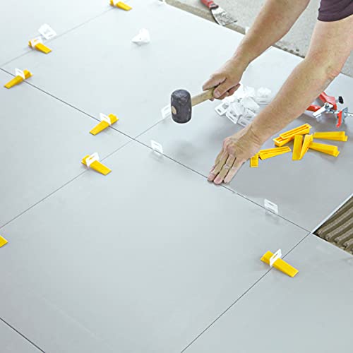 1/16 Inch Tile Leveling System Kit - 1500 Spacers & 300 Reusable Wedges with Floor Tiles Pliers - Professional Stone & Ceramic Tile Installation Tools (300+1500, 1/16) - size: 1/16
