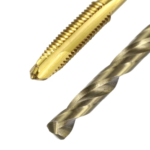 uxcell Metric Tap & Drill Bit Set, 2pcs M3 x 0.5 Spiral Point Thread Taps Titanium Coated and 2pcs 2.5mm Twist Drill Bits Roasted Yellow, Screw Tapping Threading Tools - size: M3 x 0.5 + 2.5mm