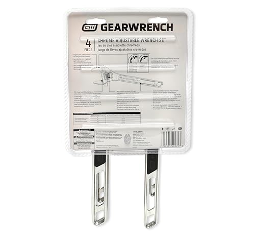 GEARWRENCH 4 Piece 6", 8", 10", 12" Chrome Adjustable Wrench Set | 89755 - style: 4-Piece Kit