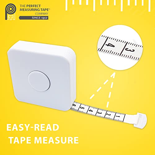 Perfect Measuring Tape - Extra Long (120 inch) Tailor's Flexible Measuring Tape. Retracting, Double Sided Tape - Inches to 120 and Metric to 3m (Model SR18) White - color: White