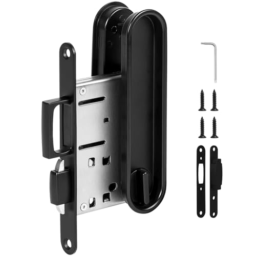 HBL' Pocket Door Lock with Handles Keyless Privacy Pocket Door Handle,Black - color: Black, size: Square
