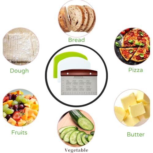 Boorika Dough Scraper & Bench Scraper Kitchen – Stainless Steel Sourdough Tools – Dough Cutter for Sourdough Bread, Pizza, and Flat Top Griddles – Chef Approved (Dark) - color: Dark