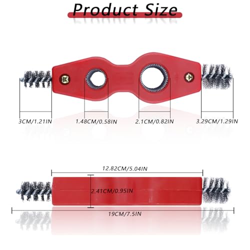 4 in 1 Copper Tubing Brush, 1/2 in and 3/4 in Copper Pipe Cleaner, Stainless Steel Coppers Tubing Wire Brush Cleaning Inside and Outside Thread, for Plumbing Installation, Soldering, Coppers Pipes - style: Red