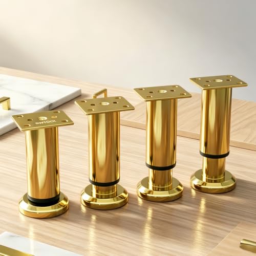 4Pcs Adjustable Gold Metal Furniture Legs 4.7-7.08 Inch Cabinet Desk Sofa - color: Gold, size: 4.7"-7.08"-Set of 4